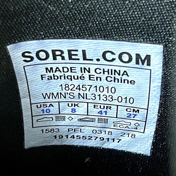 Sorel Janey Chelsea Boots Sz 10 Black Silver Short Ankle Rubber Rain Booties - Picture 10 of 11